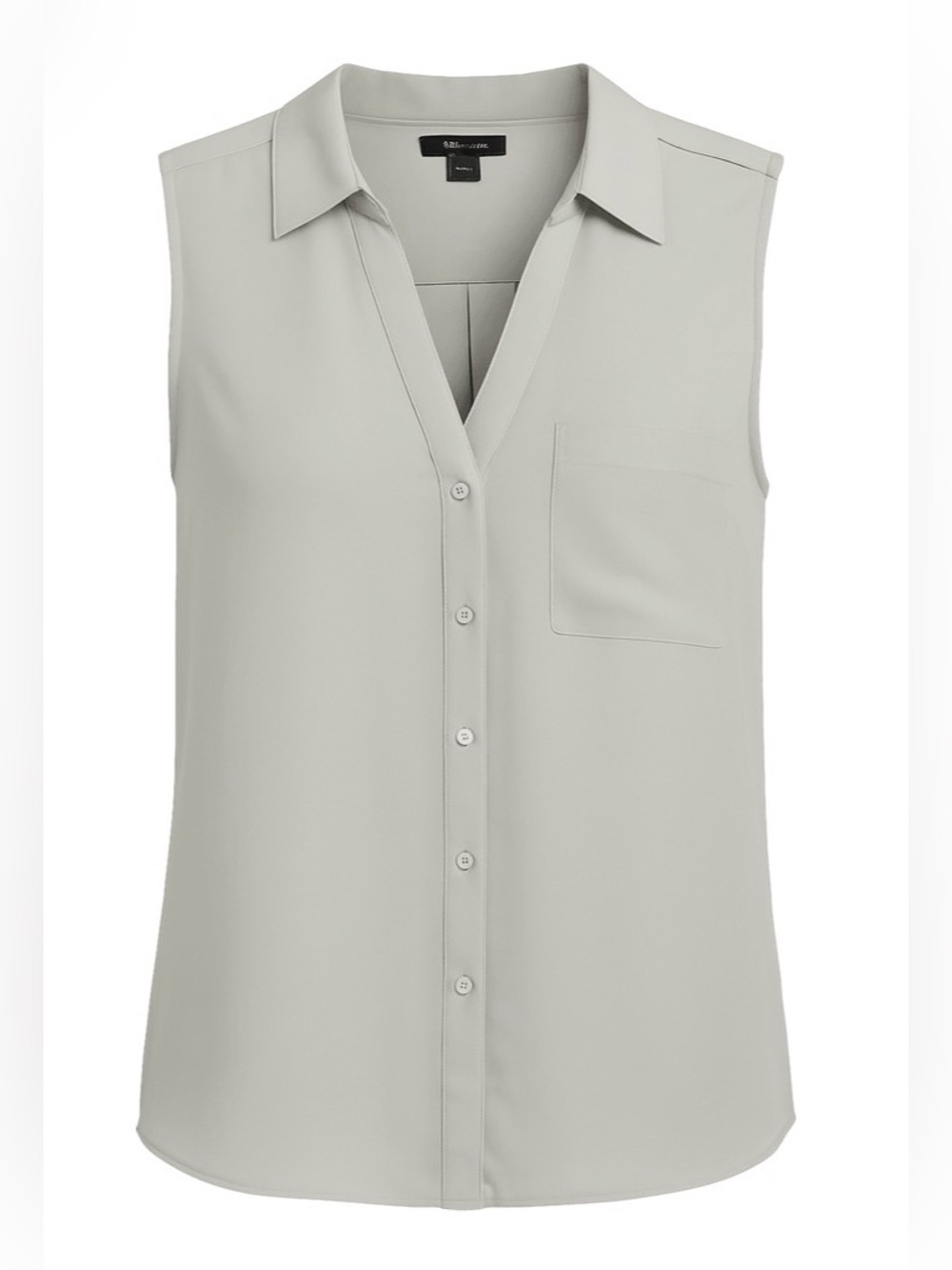 Ann Taylor Sleeveless Collared Button-Front Blouse - Light Gray XL - EUC